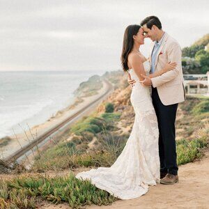 Rotate Bridal Alberty Floral-Appliqué Mesh Gown